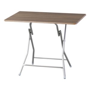 Classic Foldable Rectangular Table Dark Wood and Silver Classic Foldable Rectangular Table Dark Wood and Silver